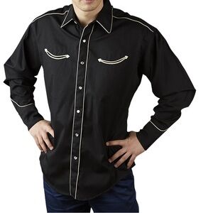 Rockmount Ranch Wear Men's Black Collar Cowboy Western Cotton Shirt  XXL